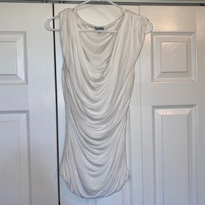 Express White/Creme Ruched Scoopneck Top (M)